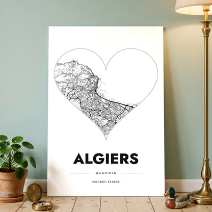 Algiers Heart Map Poster