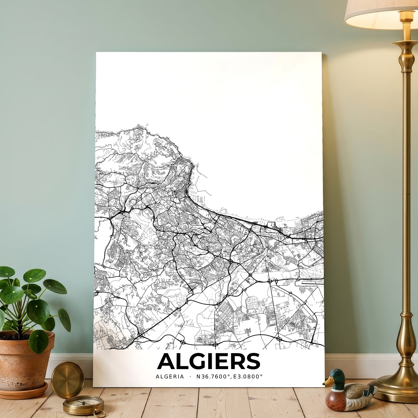 Algiers Elegant Map Poster