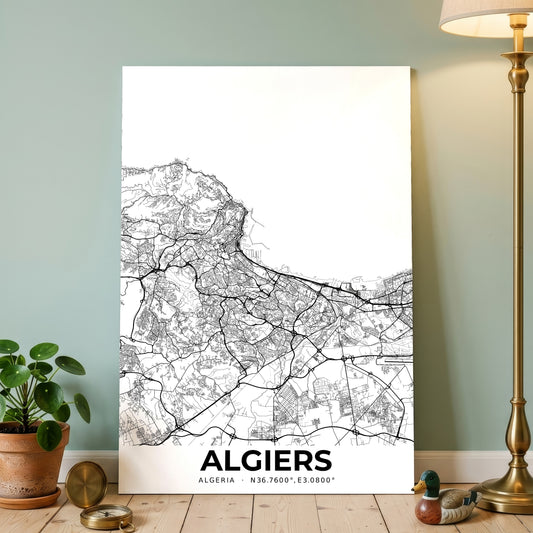 Algiers Elegant Map Poster