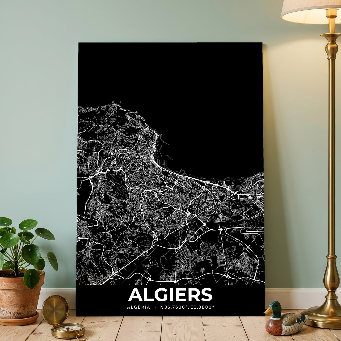 Algiers Elegant Map Poster