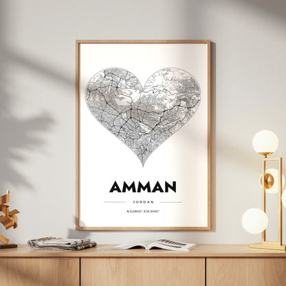 Amman Heart Map Poster