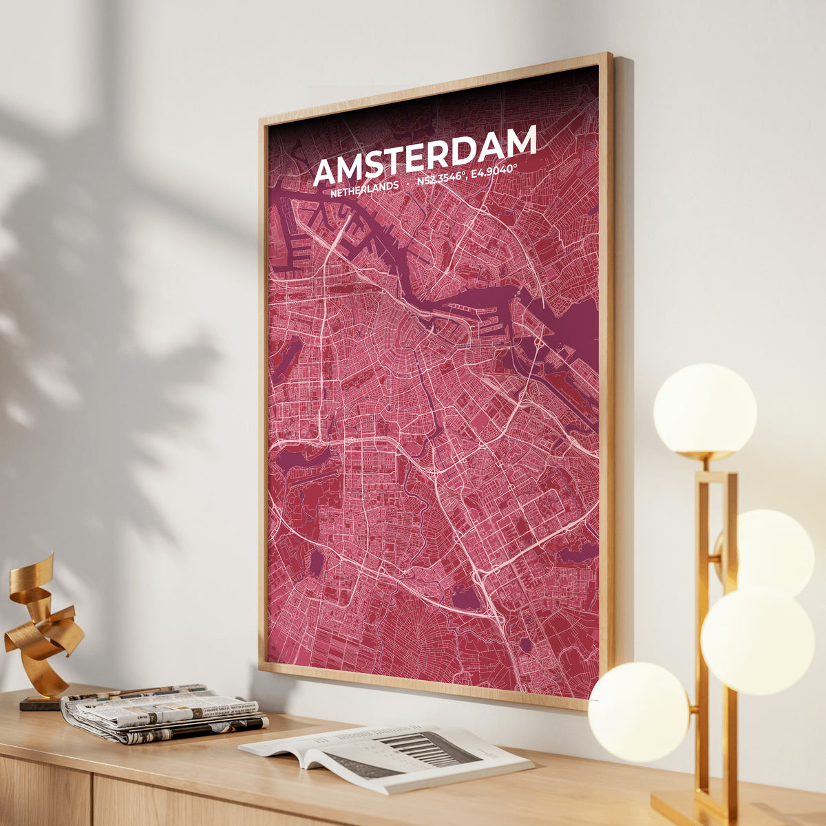 Amsterdam Scarlet Map Poster
