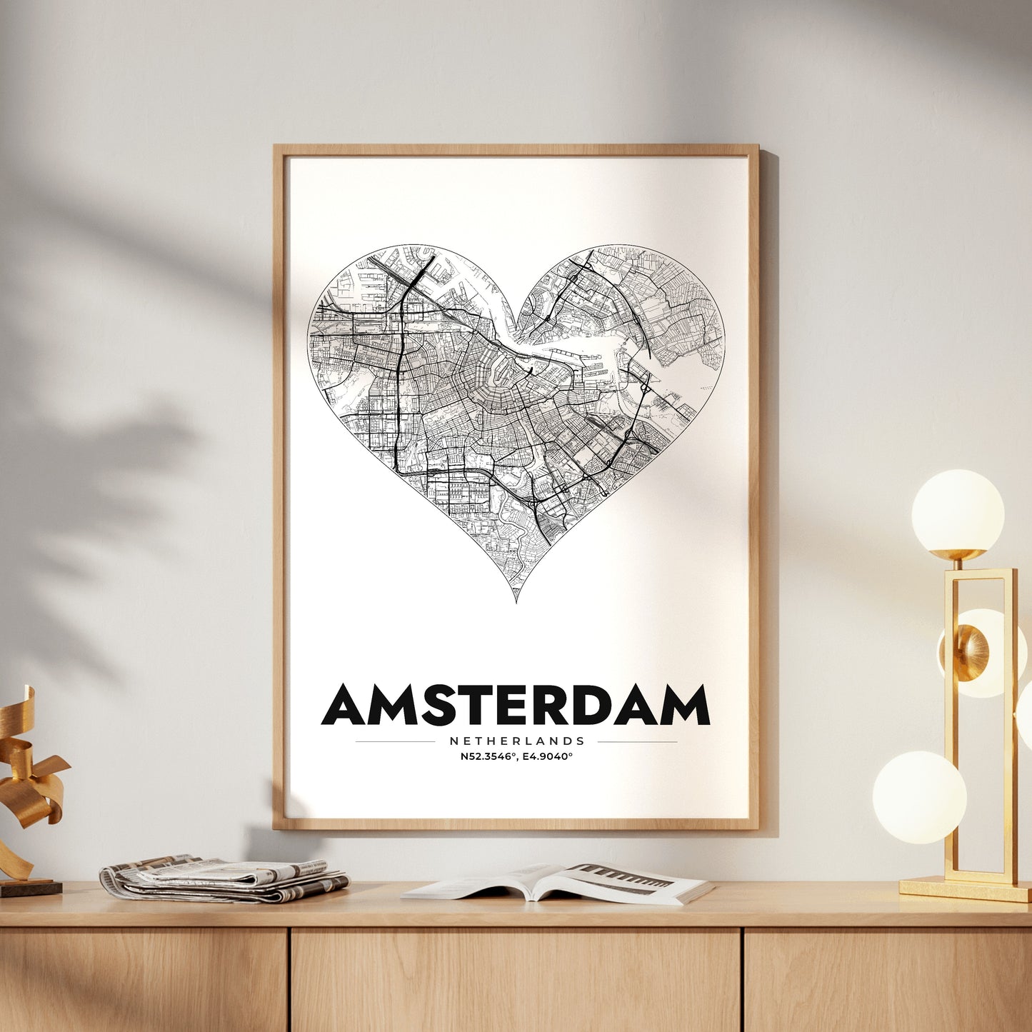 Amsterdam Heart Map Poster