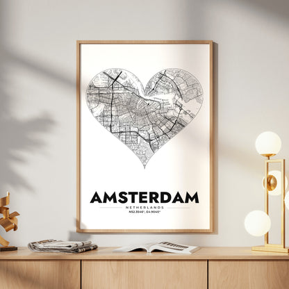 Amsterdam Heart Map Poster