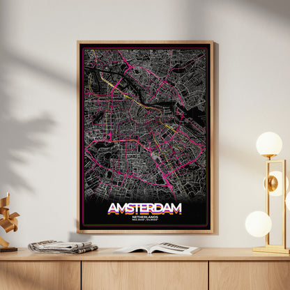 Amsterdam Retro Map Poster