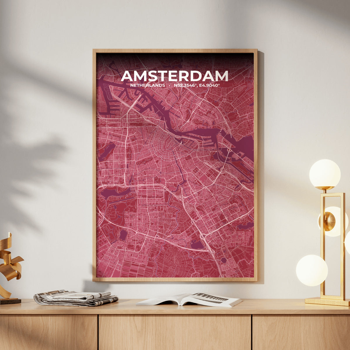 Amsterdam Scarlet Map Poster