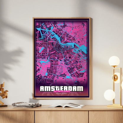 Amsterdam GTA Map Poster