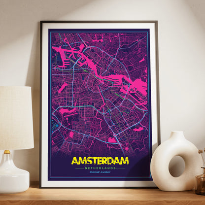 Amsterdam Cyberpunk Map Poster