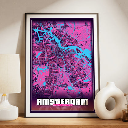 Amsterdam GTA Map Poster