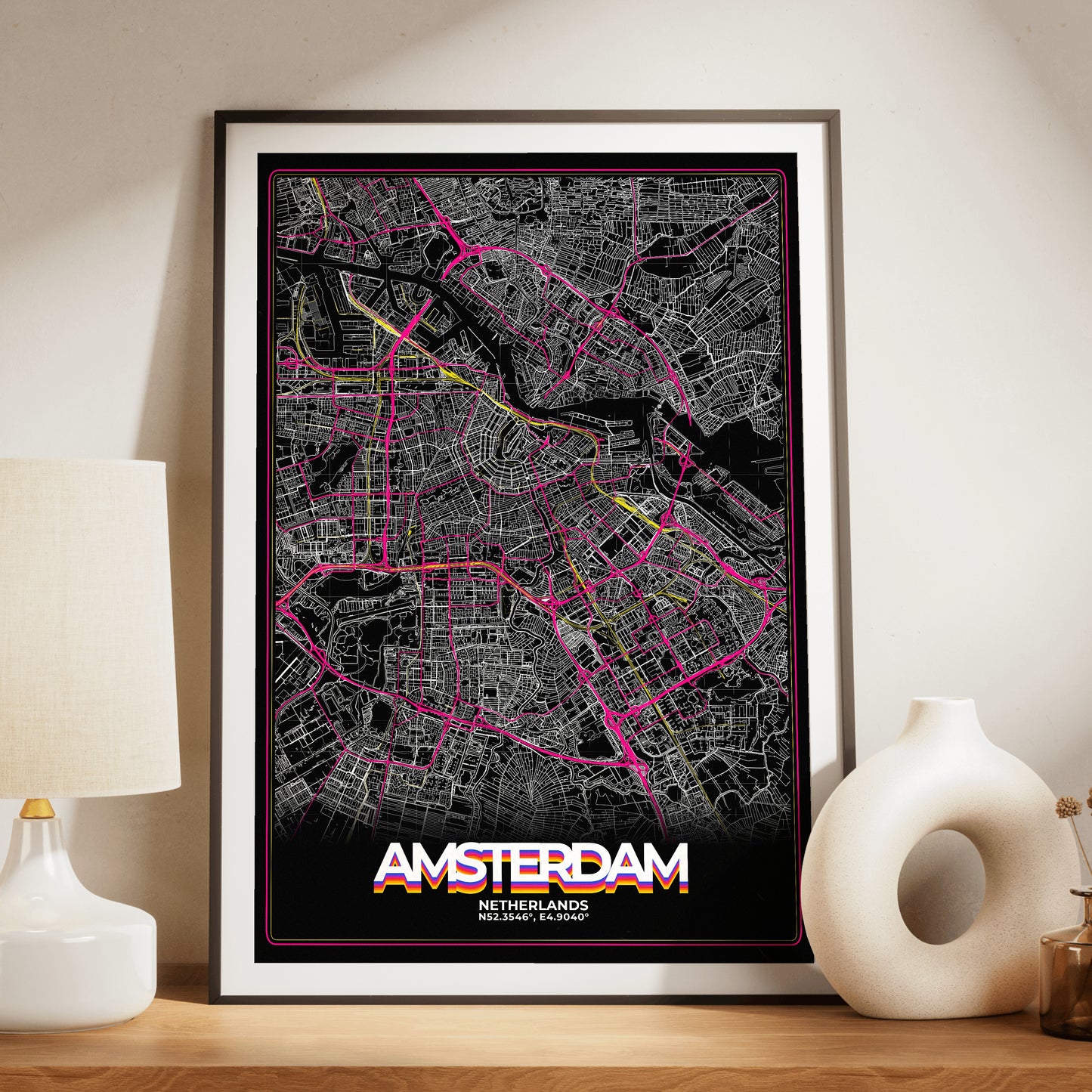 Amsterdam Retro Map Poster