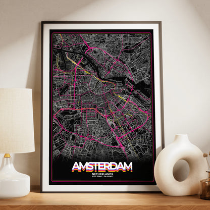Amsterdam Retro Map Poster