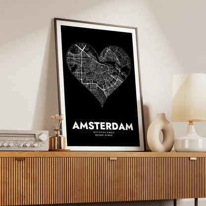 Amsterdam Heart Map Poster