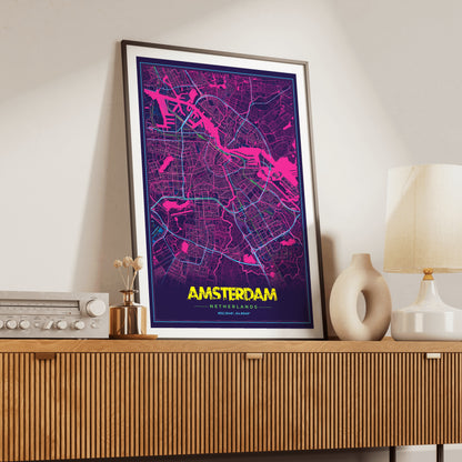 Amsterdam Cyberpunk Map Poster