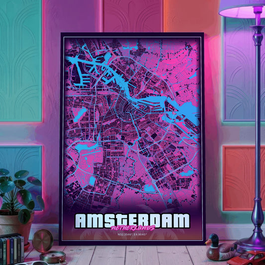 Amsterdam GTA Map Poster