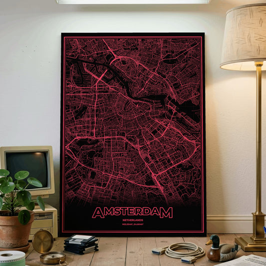 Amsterdam Phosphor Map Poster - System Alert