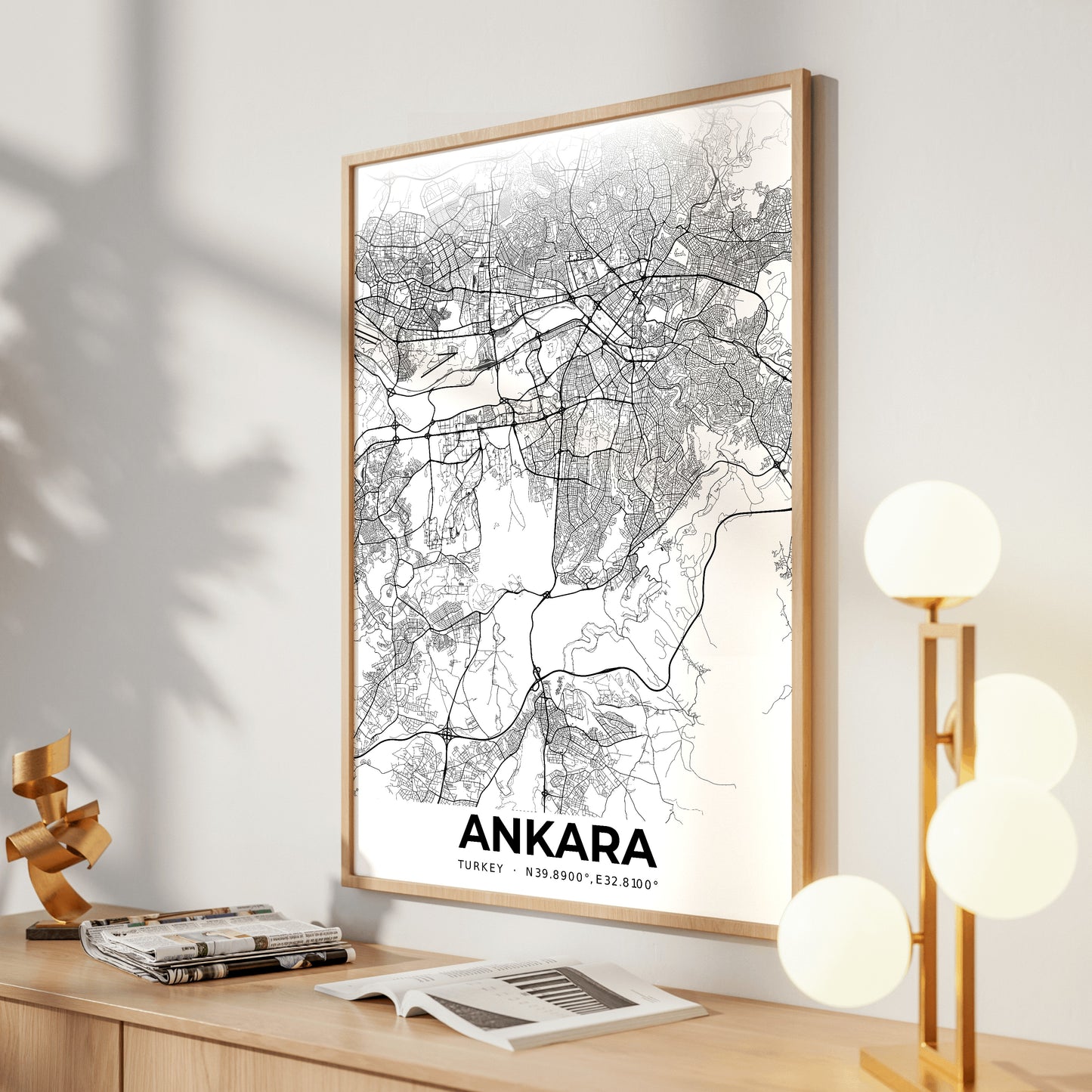 Ankara Elegant Map Poster