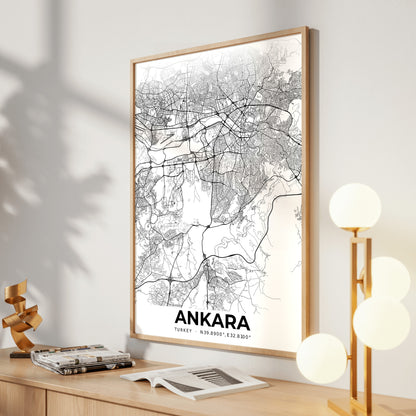 Ankara Elegant Map Poster