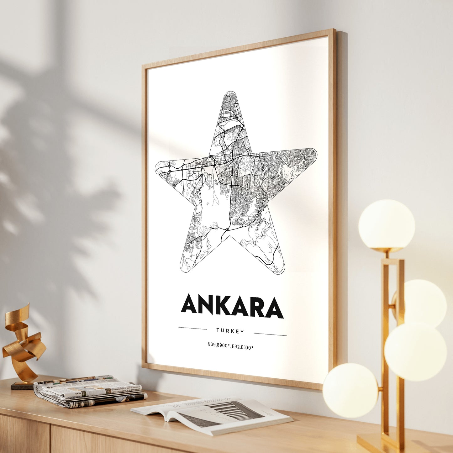 Ankara Star Map Poster