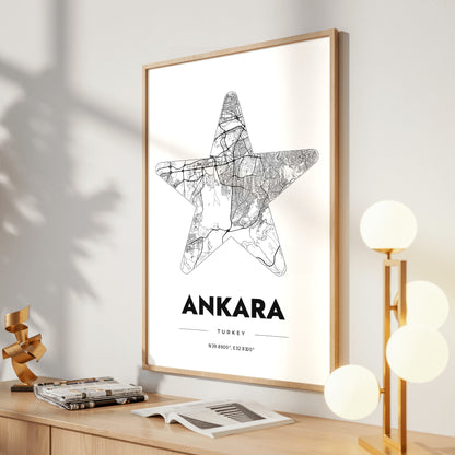 Ankara Star Map Poster