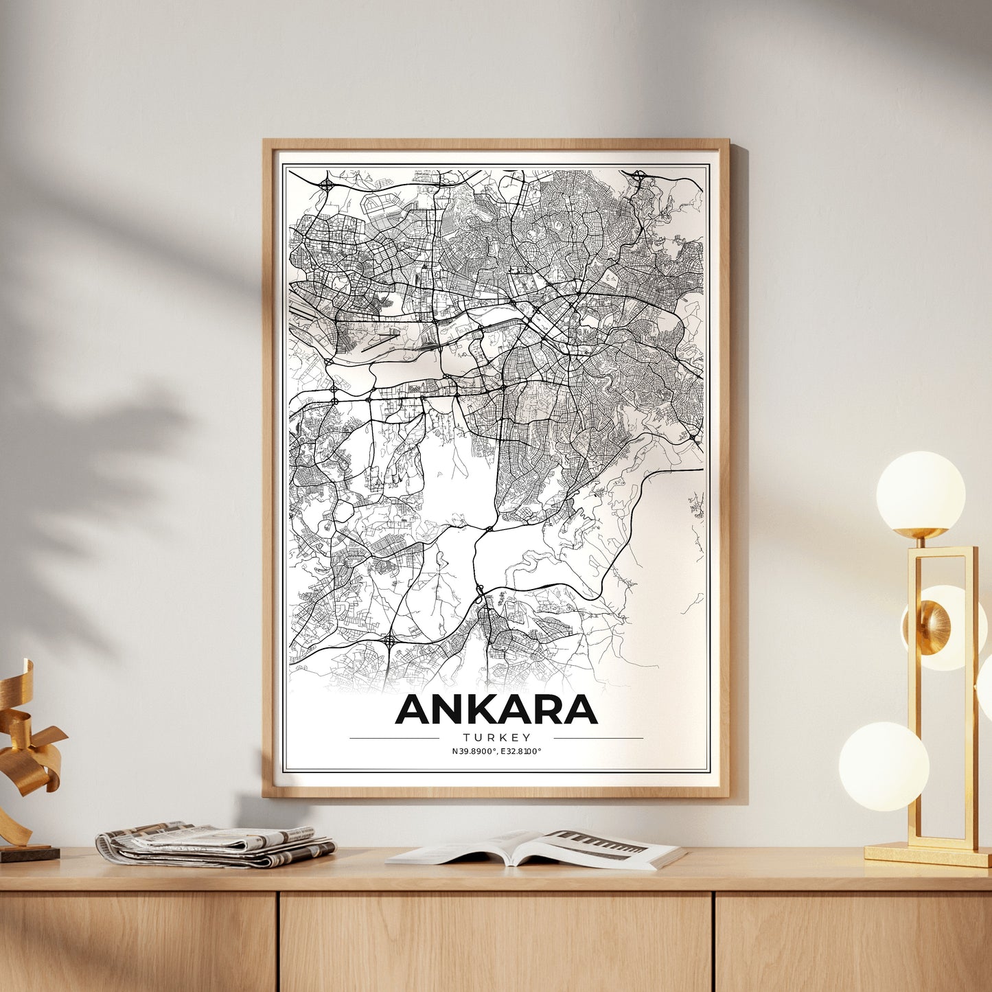 Ankara Modern Map Poster