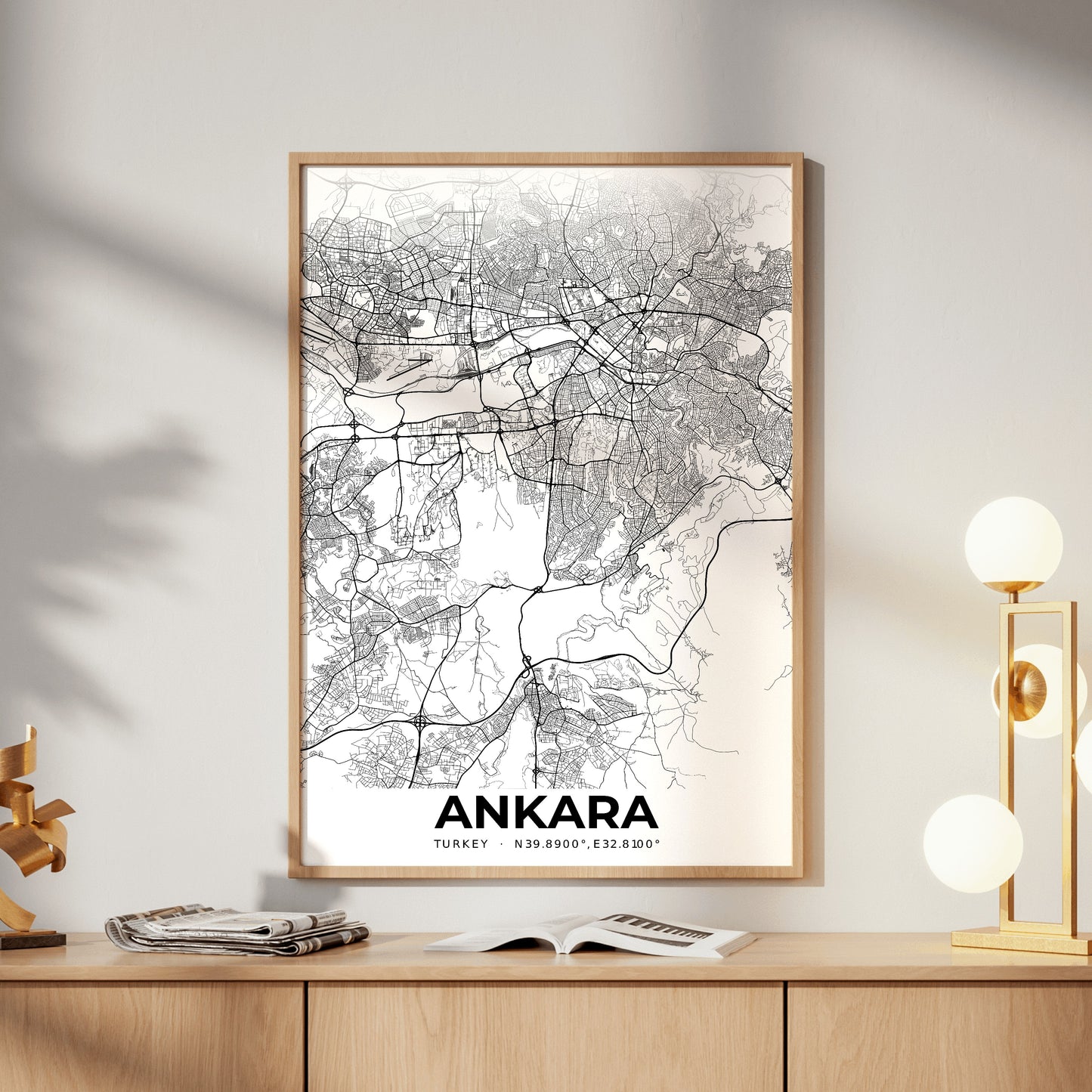 Ankara Elegant Map Poster