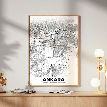Ankara Elegant Map Poster
