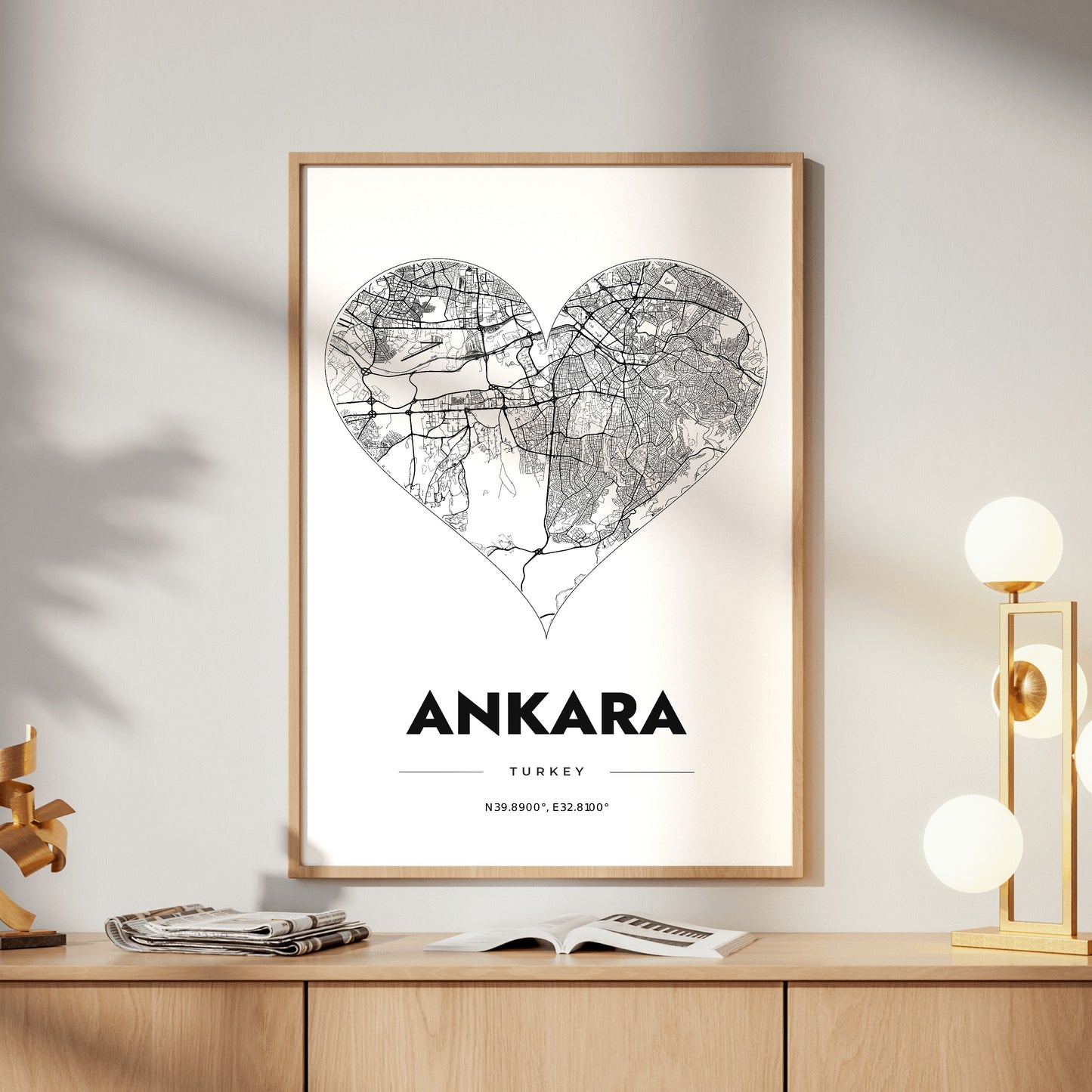 Ankara Heart Map Poster