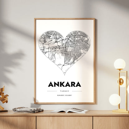 Ankara Heart Map Poster