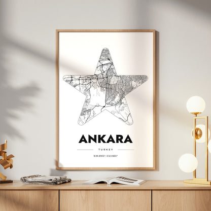Ankara Star Map Poster