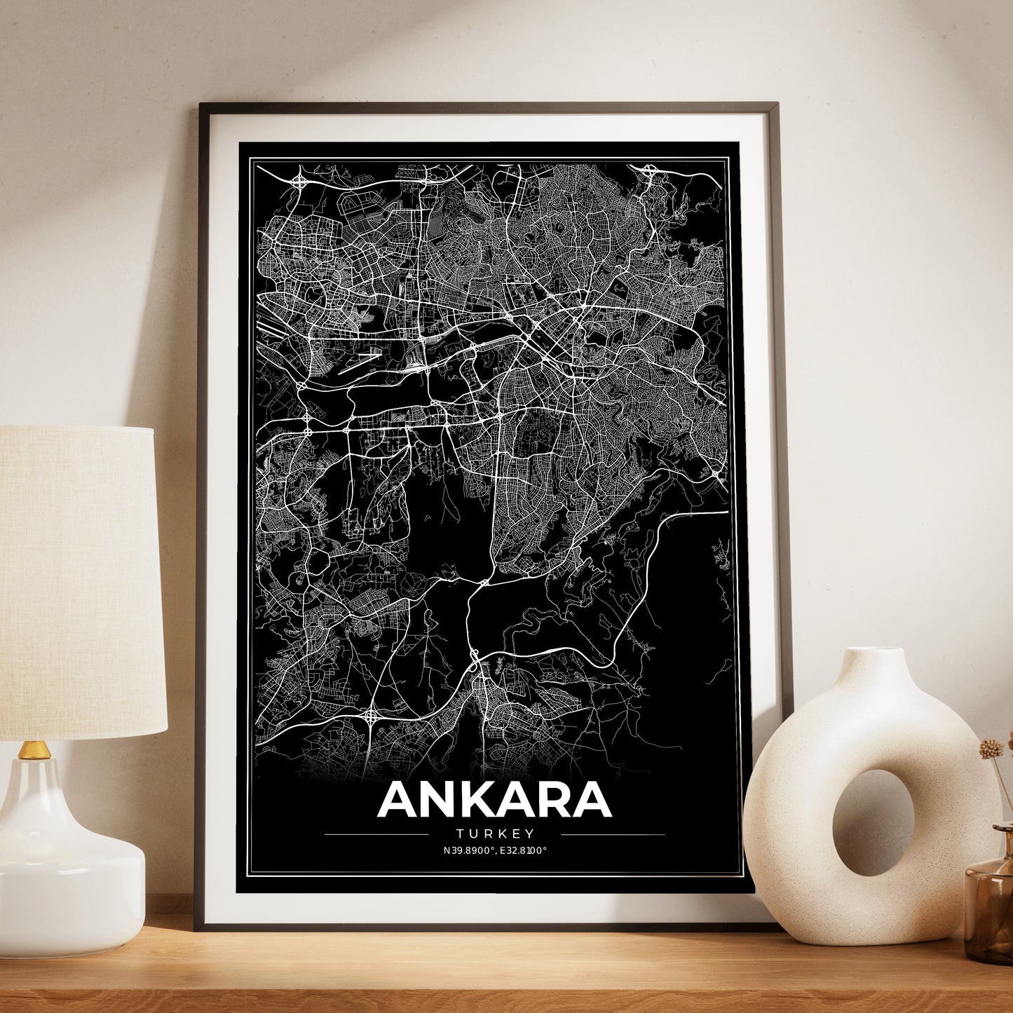Ankara Modern Map Poster