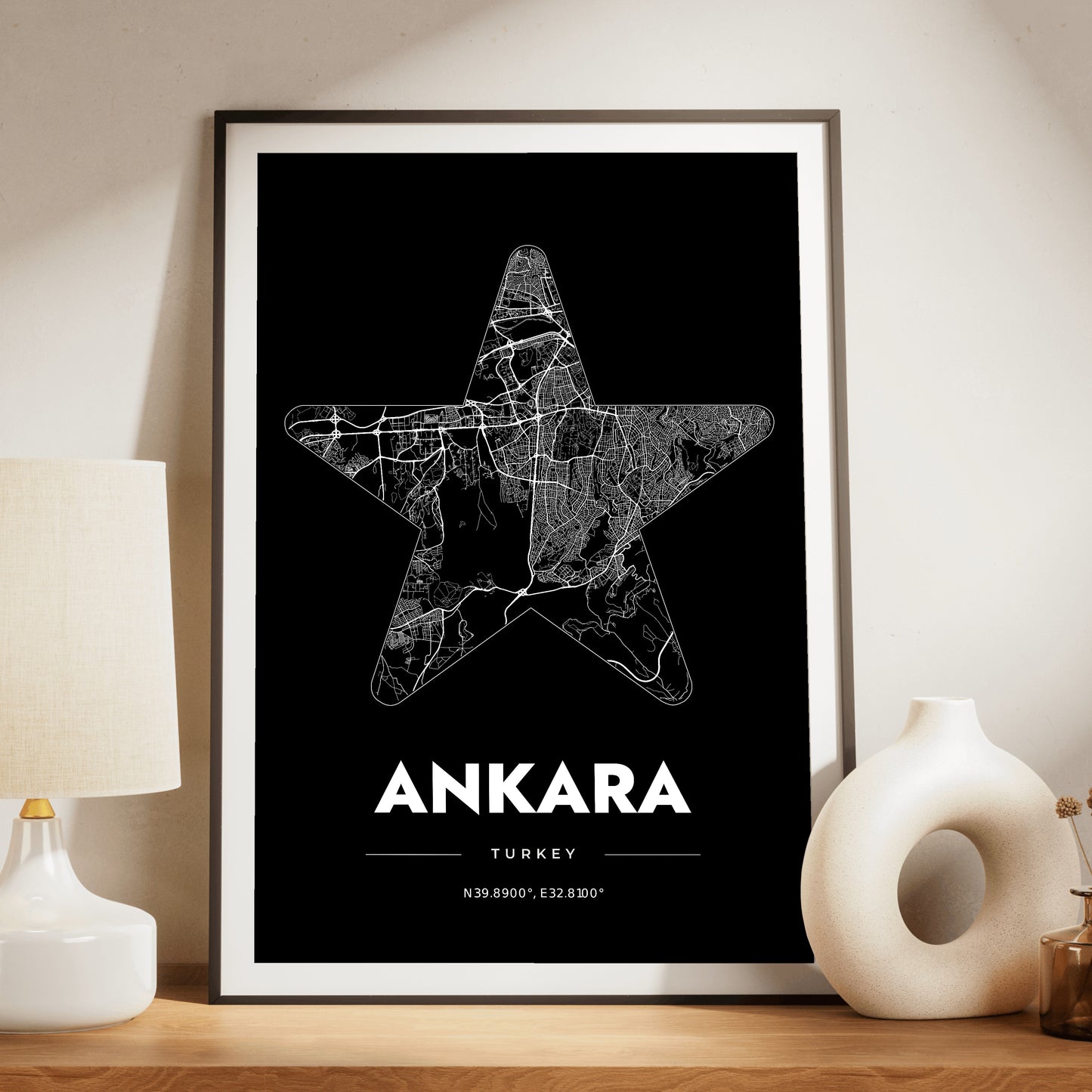 Ankara Star Map Poster