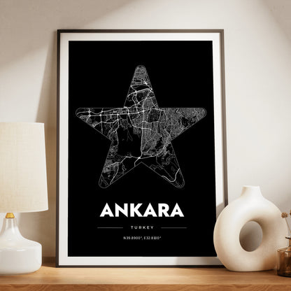 Ankara Star Map Poster
