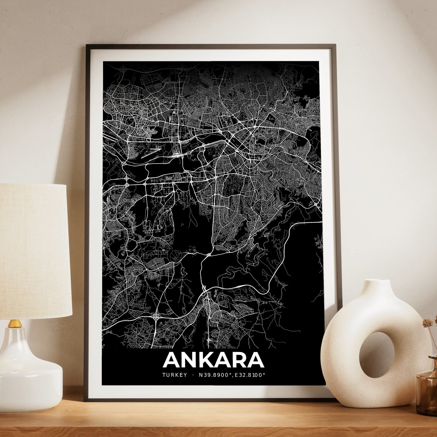 Ankara Elegant Map Poster