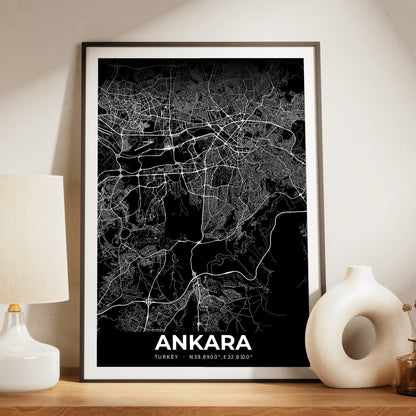 Ankara Elegant Map Poster