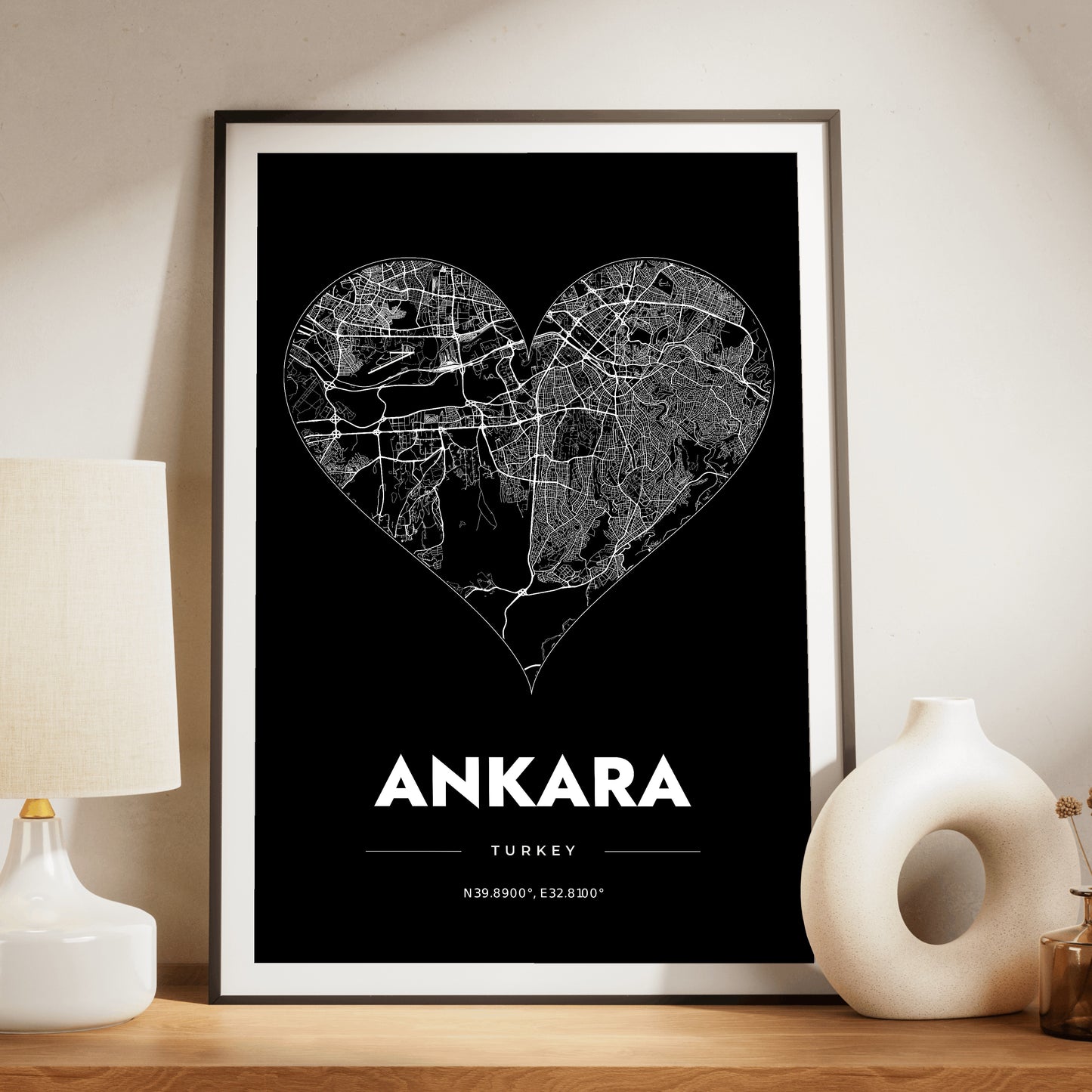 Ankara Heart Map Poster