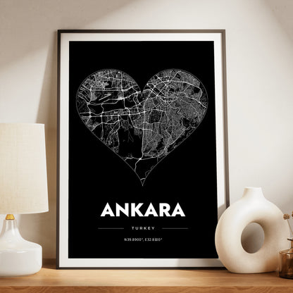 Ankara Heart Map Poster