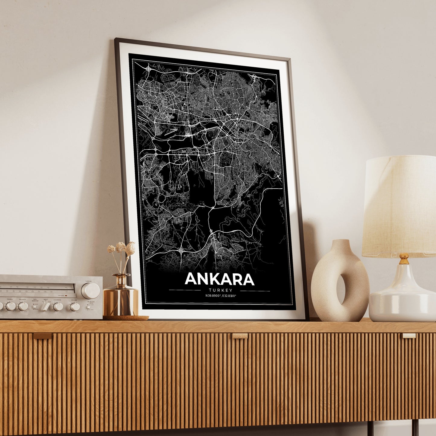 Ankara Modern Map Poster
