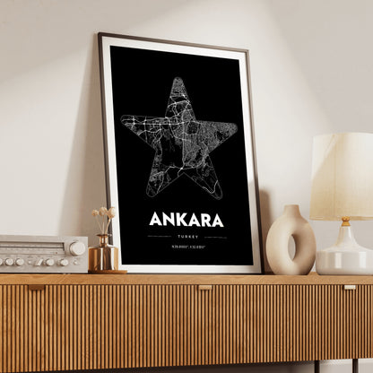 Ankara Star Map Poster