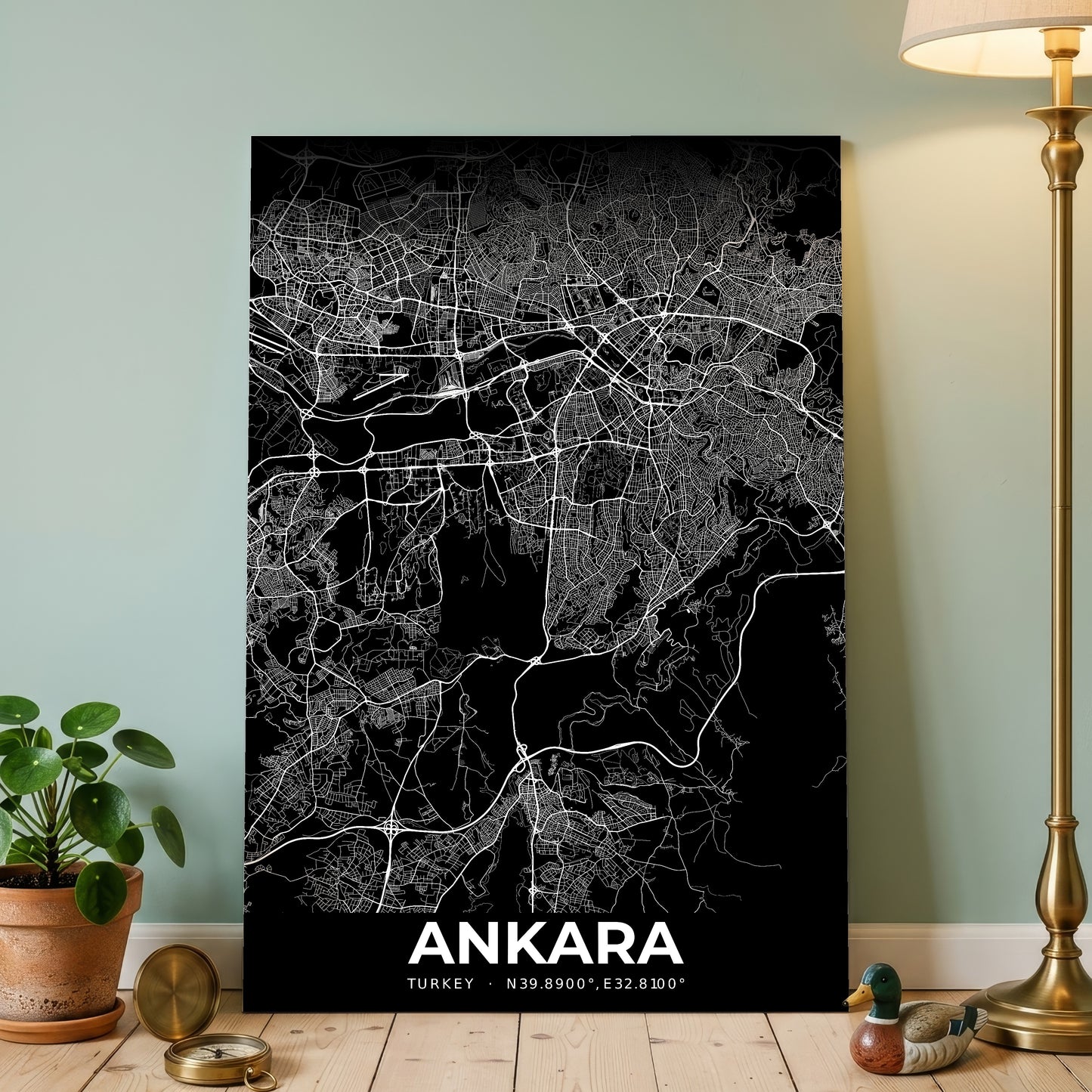 Ankara Elegant Map Poster