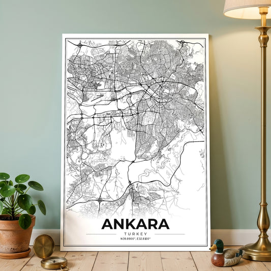 Ankara Modern Map Poster
