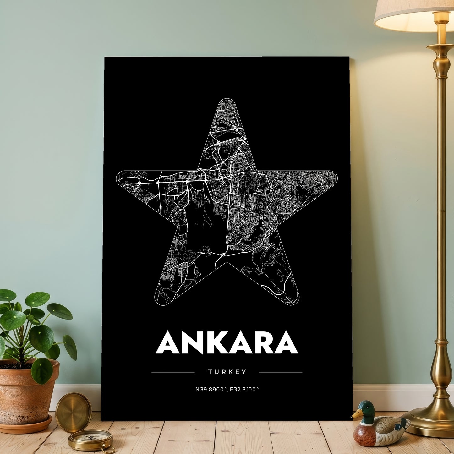 Ankara Star Map Poster