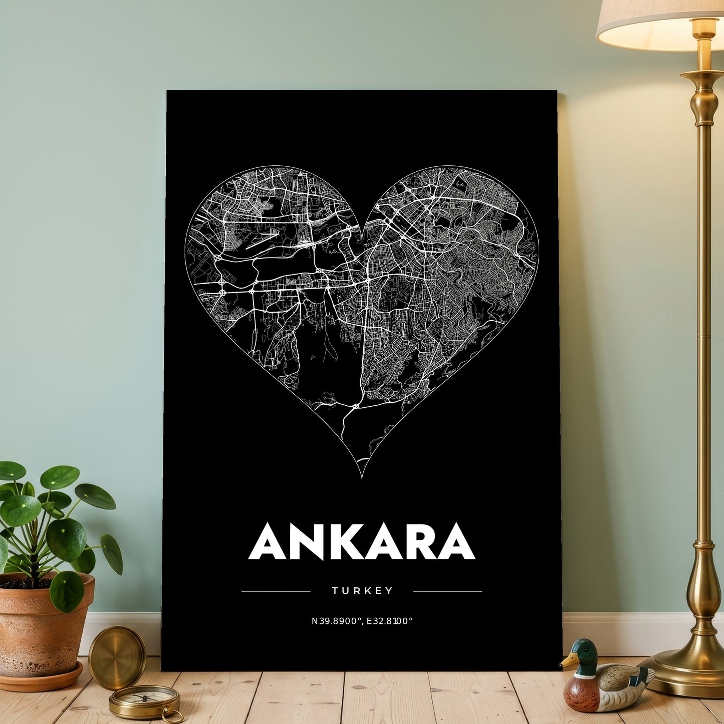 Ankara Heart Map Poster