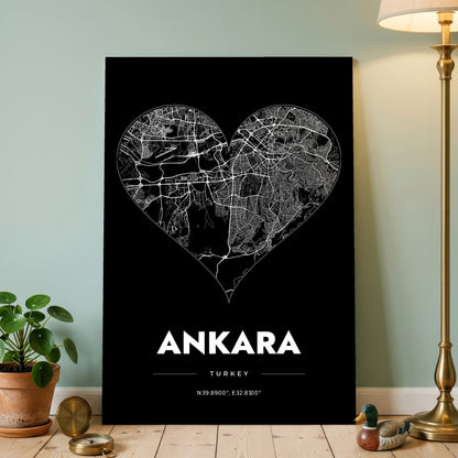 Ankara Heart Map Poster
