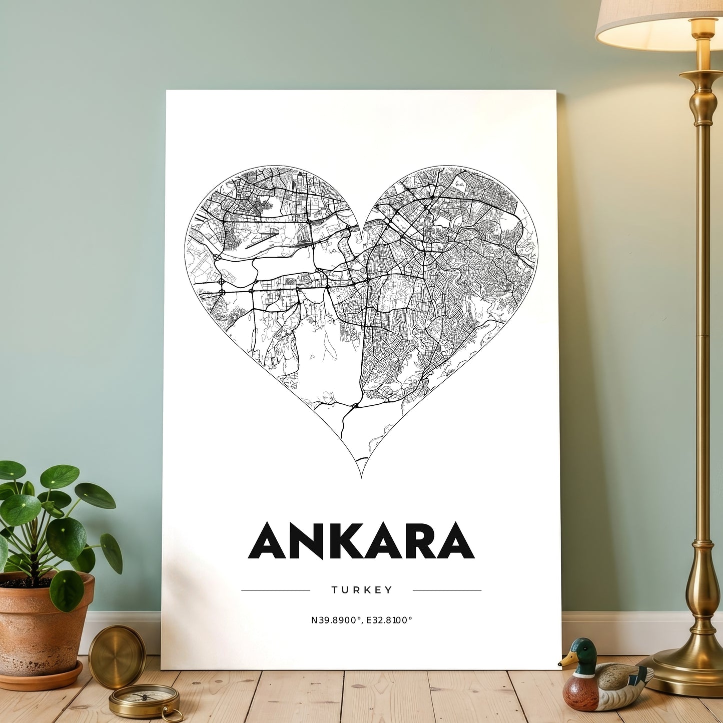 Ankara Heart Map Poster