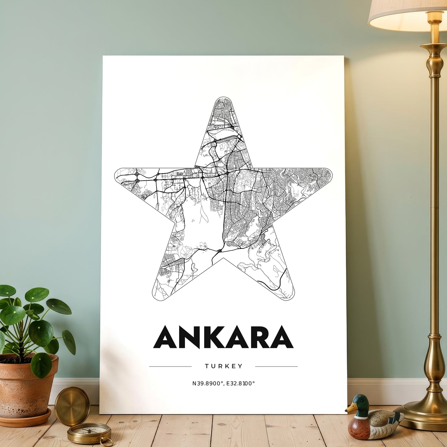Ankara Star Map Poster