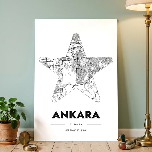 Ankara Star Map Poster