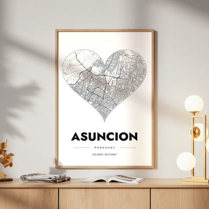 Asuncion Heart Map Poster