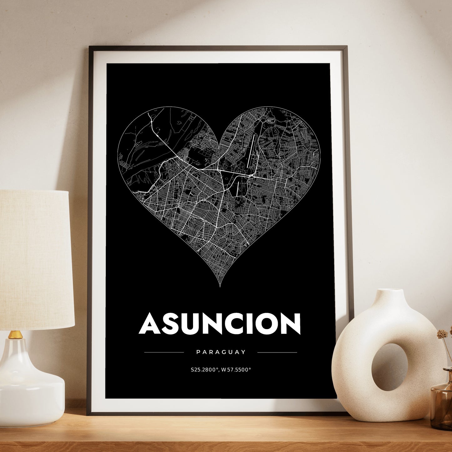 Asuncion Heart Map Poster