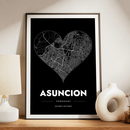 Asuncion Heart Map Poster