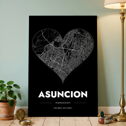 Asuncion Heart Map Poster